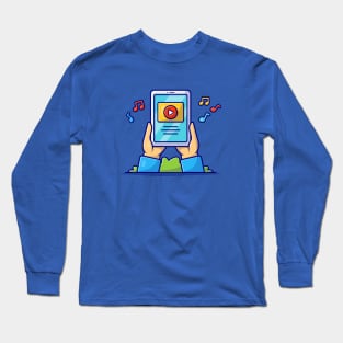 Online Music Video On Tablet Cartoon Vector Icon Illustration Long Sleeve T-Shirt